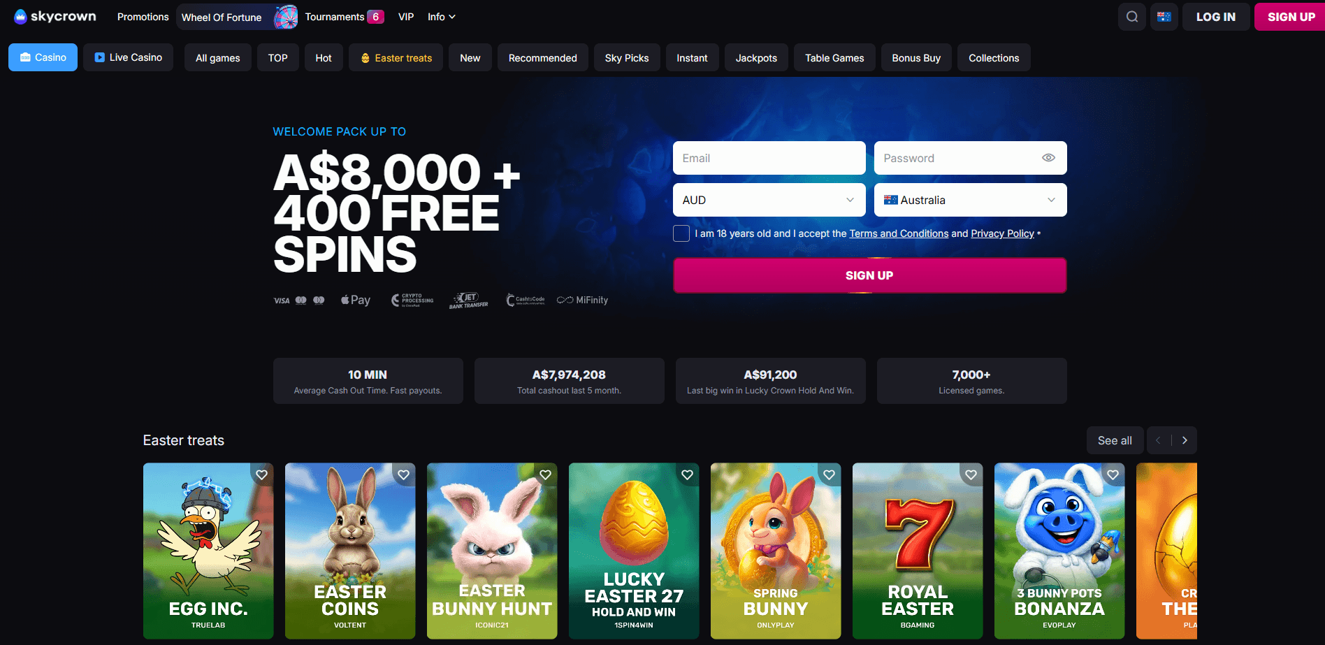 skycrown australian online casinos main page